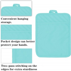 Oven Pot Holder with Pocket Cotton Heat Resistant Coaster Potholder Kitchen Hot Pad Oven Mitts for Cooking Square 7