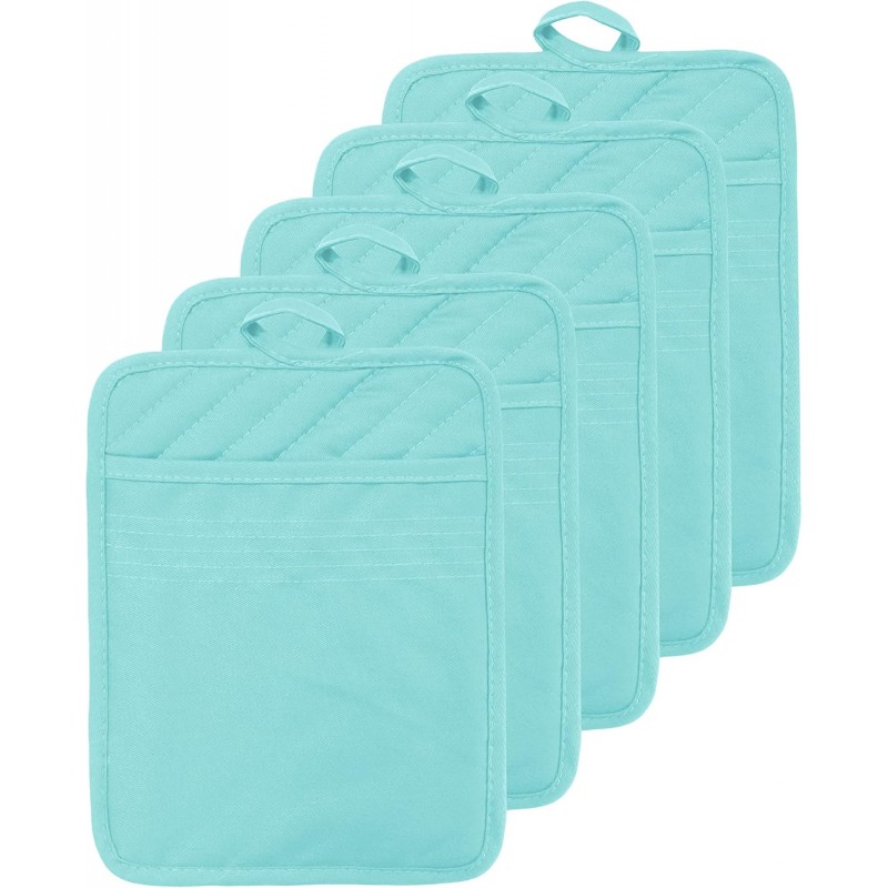 Oven Pot Holder with Pocket Cotton Heat Resistant Coaster Potholder Kitchen Hot Pad Oven Mitts for Cooking Square 7