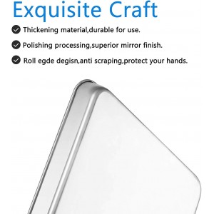 Baking Sheet Set of 2, Bastwe 18 inch Commercial Grade Stainless Steel Baking Pan, Professional Bakeware Oven Tray, Healthy & Non-toxic, Rust Free & Mirror Finish, Easy Clean & Dishwasher Safe