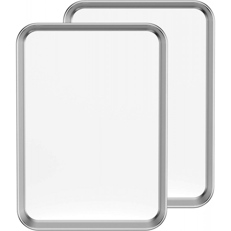 Baking Sheet Set of 2, Bastwe 18 inch Commercial Grade Stainless Steel Baking Pan, Professional Bakeware Oven Tray, Healthy & Non-toxic, Rust Free & Mirror Finish, Easy Clean & Dishwasher Safe