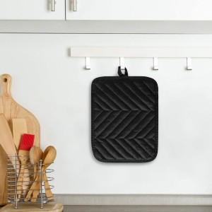 R HORSE 6Pcs Pot Holder with Pocket for Kitchen Black Pot Holders Set Cotton Heat Resistant Potholder Terry Cloth Coaster Hot Pad Oven Mitts Trivet for Baking Cooking 7''x9''