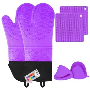 Silicone Oven Mitts and Pot Holders Sets...