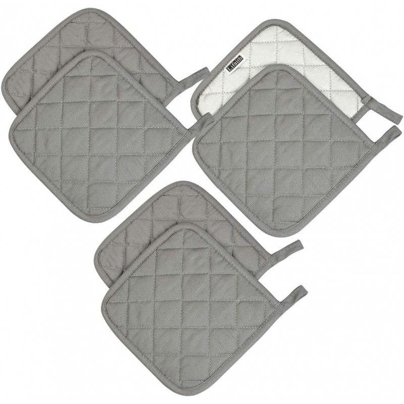 6 Pack Potholders Kitchen Pot Holders Set,Cotton Pot Holders for Kitchen 7 inch hot Pads,Heat Resistant Hot Pads for Cooking and Baking Dark Grey