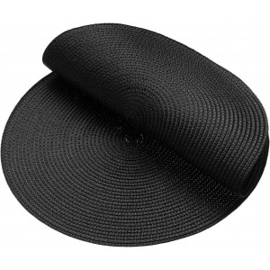 AHHFSMEI Round Braided Placemats 15 Inch Round Table Mats for Dining Tables Natural Woven Heat Resistant Place mats Set of 6 (Black)