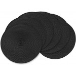 AHHFSMEI Round Braided Placemats 15 Inch Round Table Mats for Dining Tables Natural Woven Heat Resistant Place mats Set of 6 (Black)