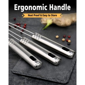 Enhanced Version Stainless Steel Spider Strainer Skimmer Ladle, Set of 3 Sizes Kitchen Strainer Spoon for Cooking and Frying, Pasta Strainer, Food Preparation-32.5cm, 36cm, 38cm