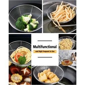 Enhanced Version Stainless Steel Spider Strainer Skimmer Ladle, Set of 3 Sizes Kitchen Strainer Spoon for Cooking and Frying, Pasta Strainer, Food Preparation-32.5cm, 36cm, 38cm