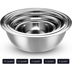 WHYSKO Stainless Steel Mixing Bowl Set, 10 Piece Stainless Steel Mixing Bowls with Lids Set for Food Prep Storage and Serving, Dishwasher Safe for Kitchen Baking Cooking, Silver