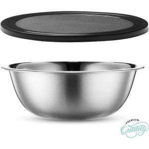 WHYSKO Stainless Steel Mixing Bowl Set, 10 Piece Stainless Steel Mixing Bowls with Lids Set for Food Prep Storage and Serving, Dishwasher Safe for Kitchen Baking Cooking, Silver