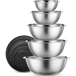 WHYSKO Stainless Steel Mixing Bowl Set, 10 Piece Stainless Steel Mixing Bowls with Lids Set for Food Prep Storage and Serving, Dishwasher Safe for Kitchen Baking Cooking, Silver