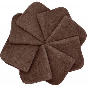 Microfiber Dish Cloths Fast Drying Kitchen Cleaning Cloth Dish Rags Dust Cloths Ultra Absorbent Lint Free Washcloths with Poly Scrub Side 12inch x 12inch 8 Pack (Brown)