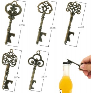 WODEGIFT 50pcs Bottle Opener,Wedding Favors Vintage Skeleton Key Bottle Opener,Key Bottle Openers with Escort Tag Cards and Key Chains Wedding Gifts for Guest（Bronze,5 styles）