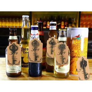 WODEGIFT 50pcs Bottle Opener,Wedding Favors Vintage Skeleton Key Bottle Opener,Key Bottle Openers with Escort Tag Cards and Key Chains Wedding Gifts for Guest（Bronze,5 styles）