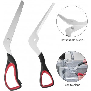 Pizza Scissors, Pizza Cutter with Ultra Sharp Detachable Blade and Ergonomic Soft Grip, 10.3Inch, Black&Red