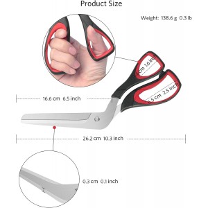 Pizza Scissors, Pizza Cutter with Ultra Sharp Detachable Blade and Ergonomic Soft Grip, 10.3Inch, Black&Red