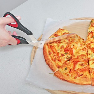 Pizza Scissors, Pizza Cutter with Ultra Sharp Detachable Blade and Ergonomic Soft Grip, 10.3Inch, Black&Red