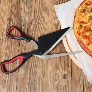 Pizza Scissors, Pizza Cutter, Ultra Sharp Detachable Blade with a Tray, Ergonomic Soft TPR Grip, 10.3Inch, Black&Red