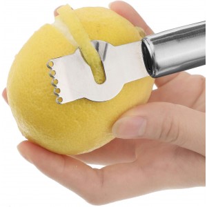Patelai 2 Pieces Stainless Steel Lemon Citrus Peeler with Channel Knife and Orange Lemon Peelers for Cocktails Fruit Grater Zester Tools for Kitchen Bar Restaurant