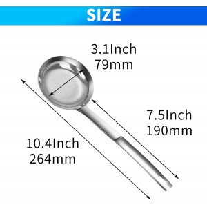 TBWHL Multi-functional Hot Pot Fat Skimmer Spoon - Stainless Steel Fine Mesh Food Strainer for Skimming Grease and Foam DIA 3.1