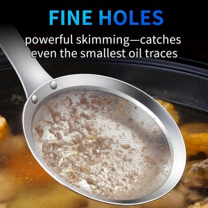 TBWHL Multi-functional Hot Pot Fat Skimmer Spoon - Stainless Steel Fine Mesh Food Strainer for Skimming Grease and Foam DIA 3.1
