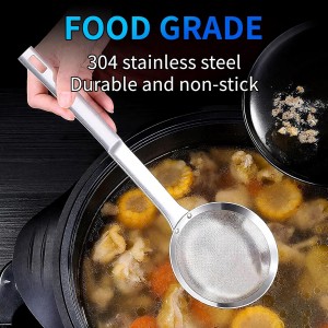 TBWHL Multi-functional Hot Pot Fat Skimmer Spoon - Stainless Steel Fine Mesh Food Strainer for Skimming Grease and Foam DIA 3.1