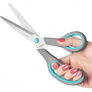 Scissors Set of 4, Premium Stainless Steel Razor Blades, Ergonomic Semi-Soft Rubber Grip, Suitable for School, Office and Family Daily Use, 9.6''/8.5''/6.4