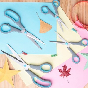 Scissors Set of 4, Premium Stainless Steel Razor Blades, Ergonomic Semi-Soft Rubber Grip, Suitable for School, Office and Family Daily Use, 9.6''/8.5''/6.4