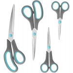 Scissors Set of 4, Premium Stainless Steel Razor Blades, Ergonomic Semi-Soft Rubber Grip, Suitable for School, Office and Family Daily Use, 9.6''/8.5''/6.4