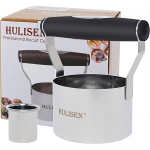 HULISEN 3 inch Biscuit Cutter, Stainless Steel Round Cookies Cutter with Soft Grip Handle, Gift Package