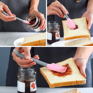 Silicone Mini Spatula, Curved Small Spatula, Kitchen Jar Spatula, Wet Pet Food Can Spoon, for Cooking Baking Frosting or Mixing, 6pcs