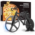 Bicycle Pizza Cutter Wheel - Gifts for Cyclists, Men, Dad, Bike Lovers - Funny Kitchen Gadgets - Cool Father’s Day, Christmas, Birthday, White Elephant Gifts - Stainless Steel Pizza Slicer(Black)