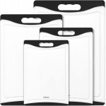 Extra Large Cutting Boards, Plastic for Kitchen (Set of 4) Dishwasher Chopping Board with Juice Grooves, Easy-Grip Handles, Black, Empune