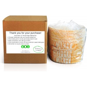 Eco Buzz 10-Pack 6-Inch Round Paper Cake Pan | Disposable Baking Pans | Easy Removal Perforations | Angel Food Cake pans | Pound Cake pans | Chiffon Cake Mold EB-301 6x6x4 inches