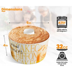 Eco Buzz 10-Pack 6-Inch Round Paper Cake Pan | Disposable Baking Pans | Easy Removal Perforations | Angel Food Cake pans | Pound Cake pans | Chiffon Cake Mold EB-301 6x6x4 inches