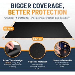 Oven Liners for Bottom of Oven - 3 Pack Large Heavy Duty Mats, 16.25”x23” Non-Stick Reusable Liner for Electric, Gas, Toasters, Grills - BPA & PFOA Free Kitchen Accessory to Keep It Clean (Black)