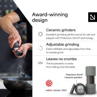 LARS NYSØM Salt and Pepper Grinder Set, Manual Salt and Pepper Mills with Adjustable Ceramic Grinder, Design Spice Shaker Set (Ash Gray)
