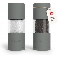 LARS NYSØM Salt and Pepper Grinder Set, Manual Salt and Pepper Mills with Adjustable Ceramic Grinder, Design Spice Shaker Set (Ash Gray)