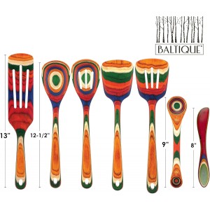 Totally Bamboo Baltique Marrakesh Collection 7 Piece Cooking Utensil Set, Safe for Nonstick