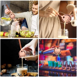 Hawthorne Strainer, Stainless Steel Cocktail Strainer with High-Density Spring Filtering Martinis Cocktails Drink Professional Boston Shakers, Bartending and Mixing Glasses, Bar Accessories(Rose Gold)