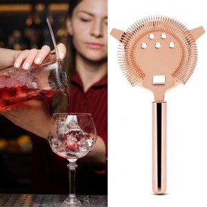 Hawthorne Strainer, Stainless Steel Cocktail Strainer with High-Density Spring Filtering Martinis Cocktails Drink Professional Boston Shakers, Bartending and Mixing Glasses, Bar Accessories(Rose Gold)