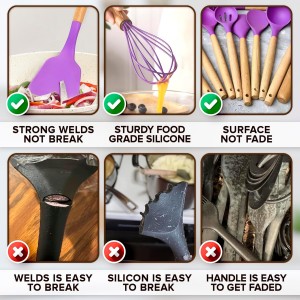 12 Pcs Purple Kitchen Utensils Set with Holder – Versatile Silicone Utensils Set for Cooking and Baking, Gentle on Pots and Pans, Heat-Resistant, Stylish, Easy to Clean, Purple Kitchen Accessories