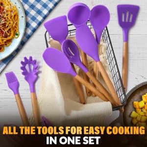 12 Pcs Purple Kitchen Utensils Set with Holder – Versatile Silicone Utensils Set for Cooking and Baking, Gentle on Pots and Pans, Heat-Resistant, Stylish, Easy to Clean, Purple Kitchen Accessories