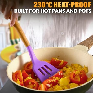 12 Pcs Purple Kitchen Utensils Set with Holder – Versatile Silicone Utensils Set for Cooking and Baking, Gentle on Pots and Pans, Heat-Resistant, Stylish, Easy to Clean, Purple Kitchen Accessories