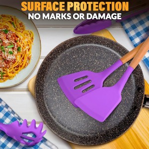 12 Pcs Purple Kitchen Utensils Set with Holder – Versatile Silicone Utensils Set for Cooking and Baking, Gentle on Pots and Pans, Heat-Resistant, Stylish, Easy to Clean, Purple Kitchen Accessories