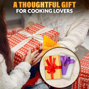 12 Pcs Purple Kitchen Utensils Set with Holder – Versatile Silicone Utensils Set for Cooking and Baking, Gentle on Pots and Pans, Heat-Resistant, Stylish, Easy to Clean, Purple Kitchen Accessories