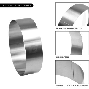 Doyzee Supplies Cake Mold Set - Pastry & Mousse Ring Molds for Baking - 4/6/8/10 Inch