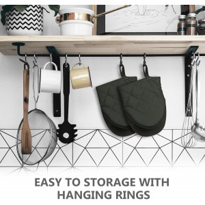 Short Oven Mitts, Heat Resistant 500°F, Silicone Grip Kitchen Gloves, Non-Slip for Baking, Grilling, BBQ, Machine Washable with Hanging Loop, 2-Pair Set, Gray