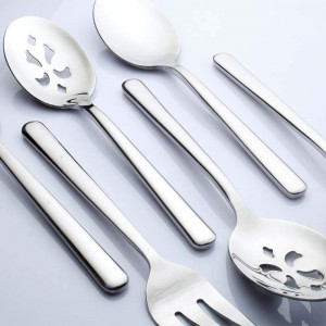 Serving Spoons*2 Slot Spoons* 2 Forks *2 Buffet Colander Stainless Steel Banquet Set, Set of 6. Lenght 9