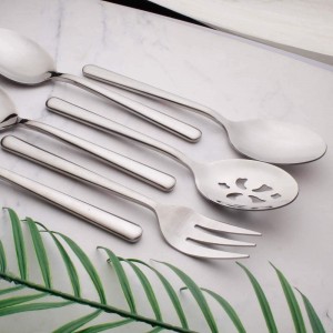 Serving Spoons*2 Slot Spoons* 2 Forks *2 Buffet Colander Stainless Steel Banquet Set, Set of 6. Lenght 9