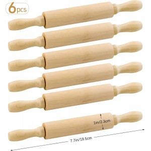 BILLIOTEAM 6 Pack 8 Inch Mini Wood Rolling Pin,Great for Children Kids Girls and Boys,Small Wooden Rollers for Art and Crafting,Baking,Cookie Dough,Cooking,Clay,Play Doh